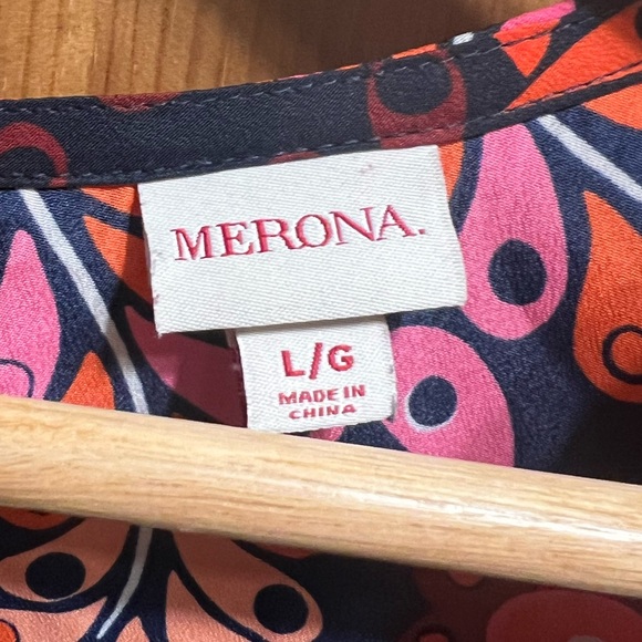 Merona Patterned Sleeveless Blouse L - Picture 4 of 4